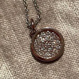 Rosetone Circle Cz Diamond Pendant Necklace